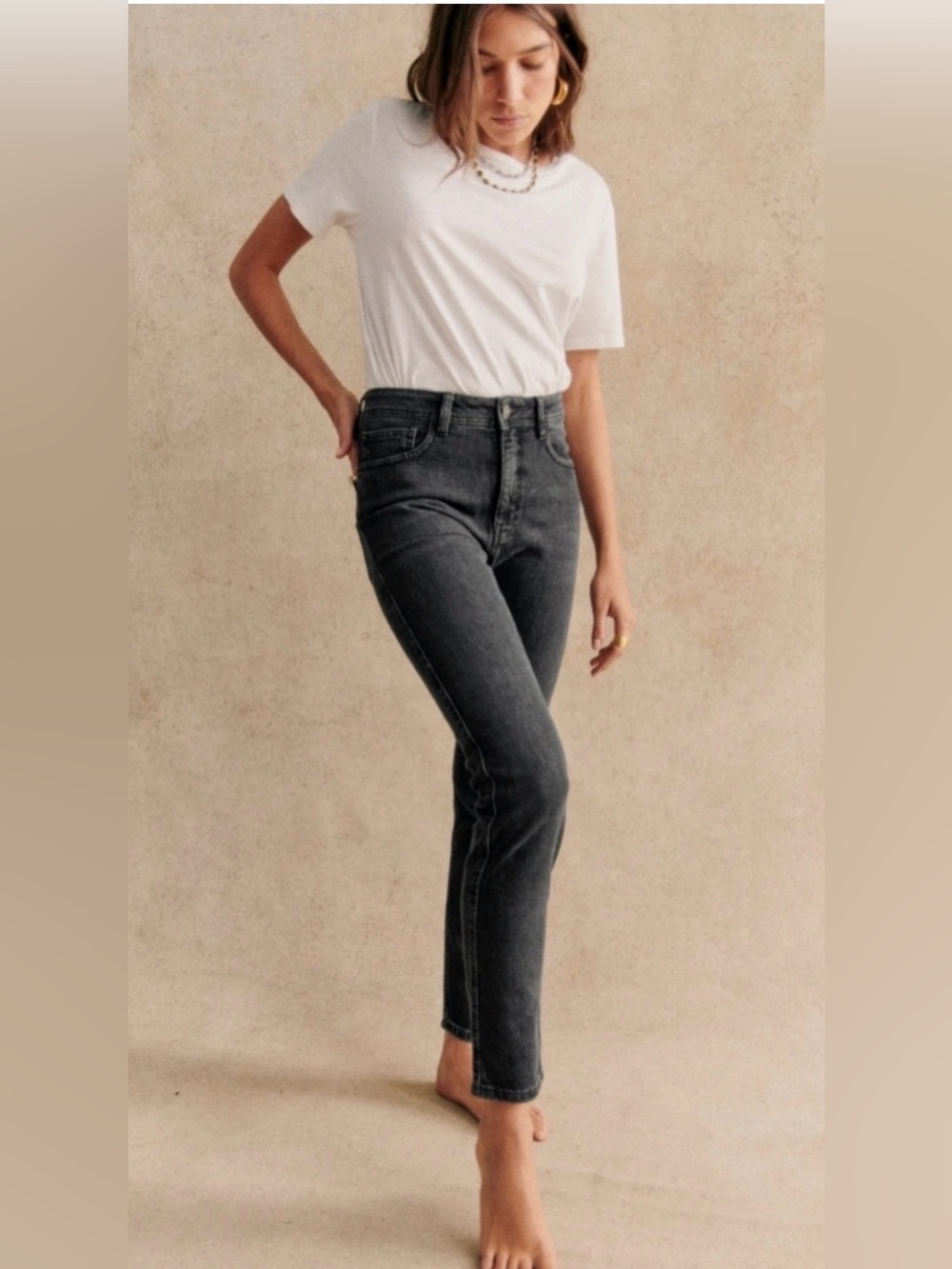 Sezane Grey Le Slim Denim Jeans 28